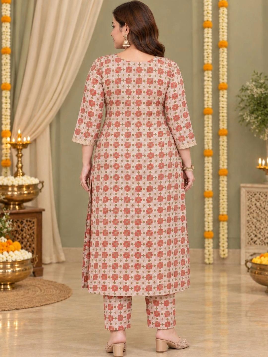 A PLUS BY AHALYAA Off White Printed Kurta Trouser Set