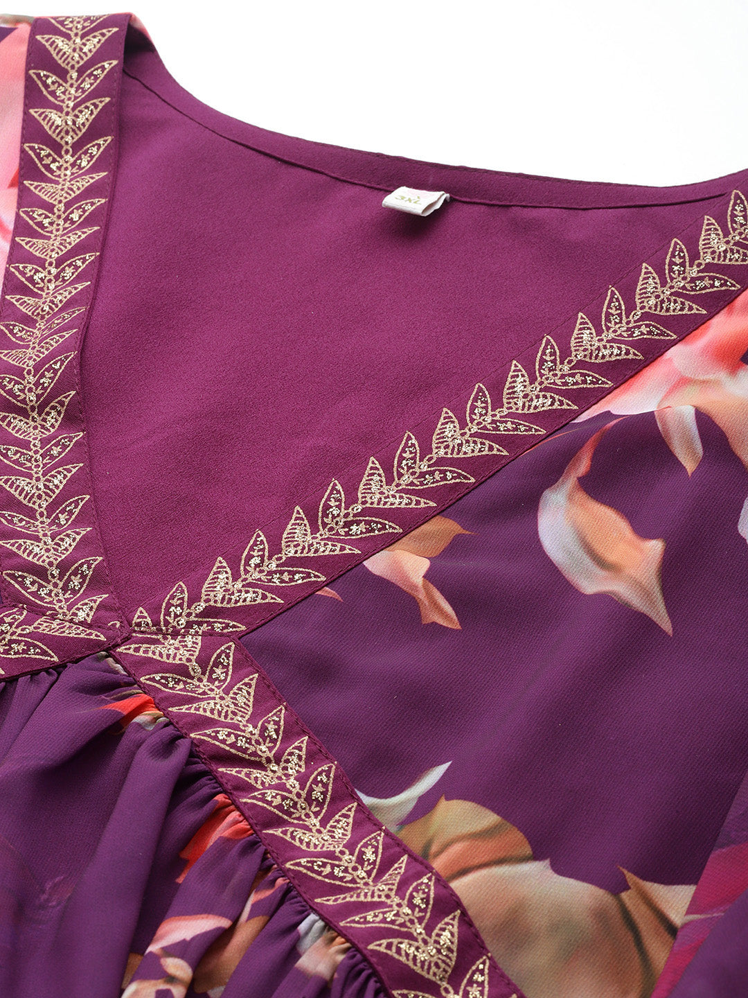 Purple Plus Size Printed Ethnic Co-Ords