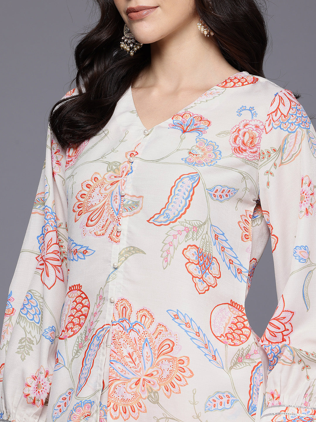 Printed V-Neck Tunic with Palazzos