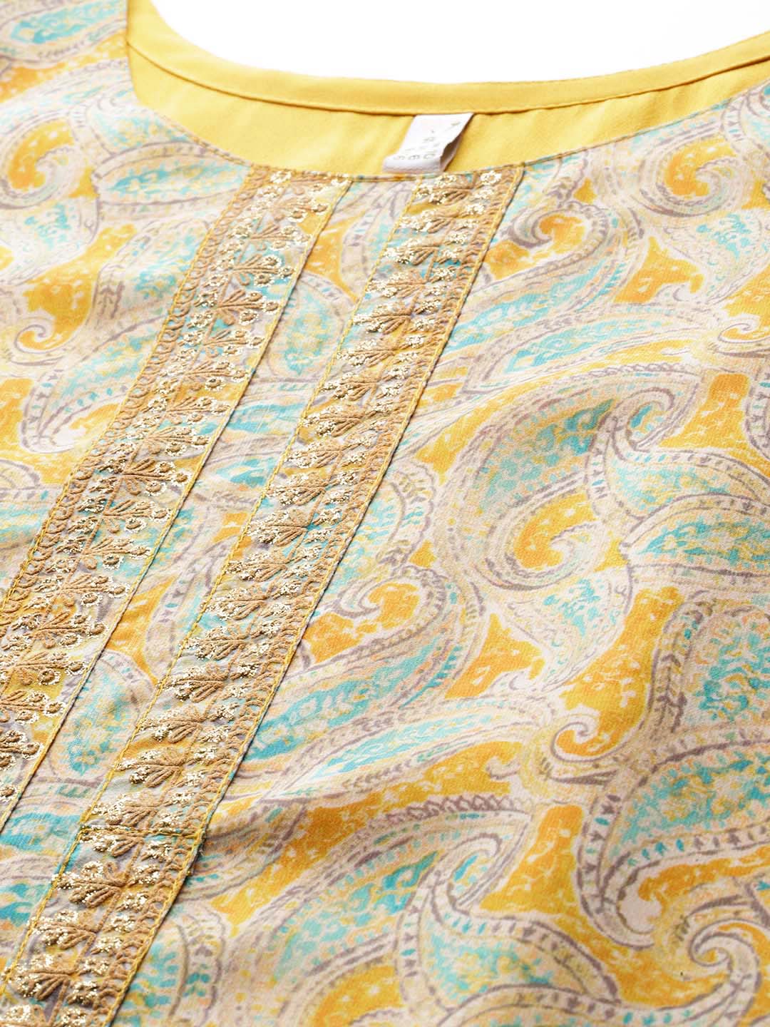Ahalyaa Paisley Printed Thread Work Georgette Kurta