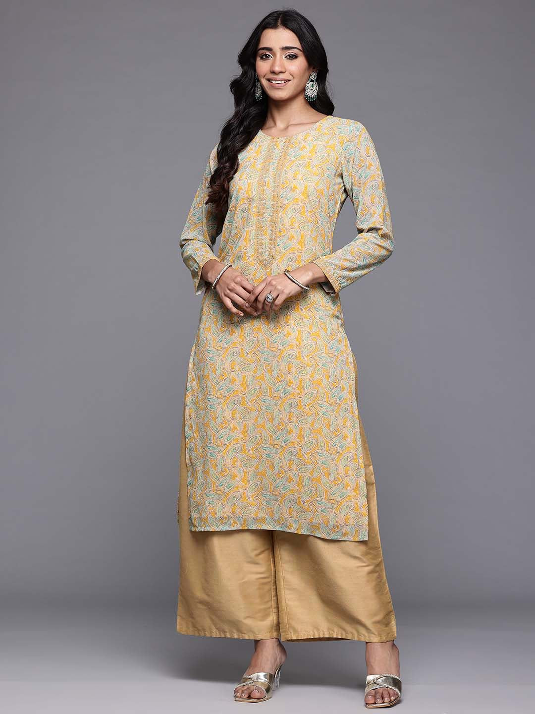 Ahalyaa Paisley Printed Thread Work Georgette Kurta