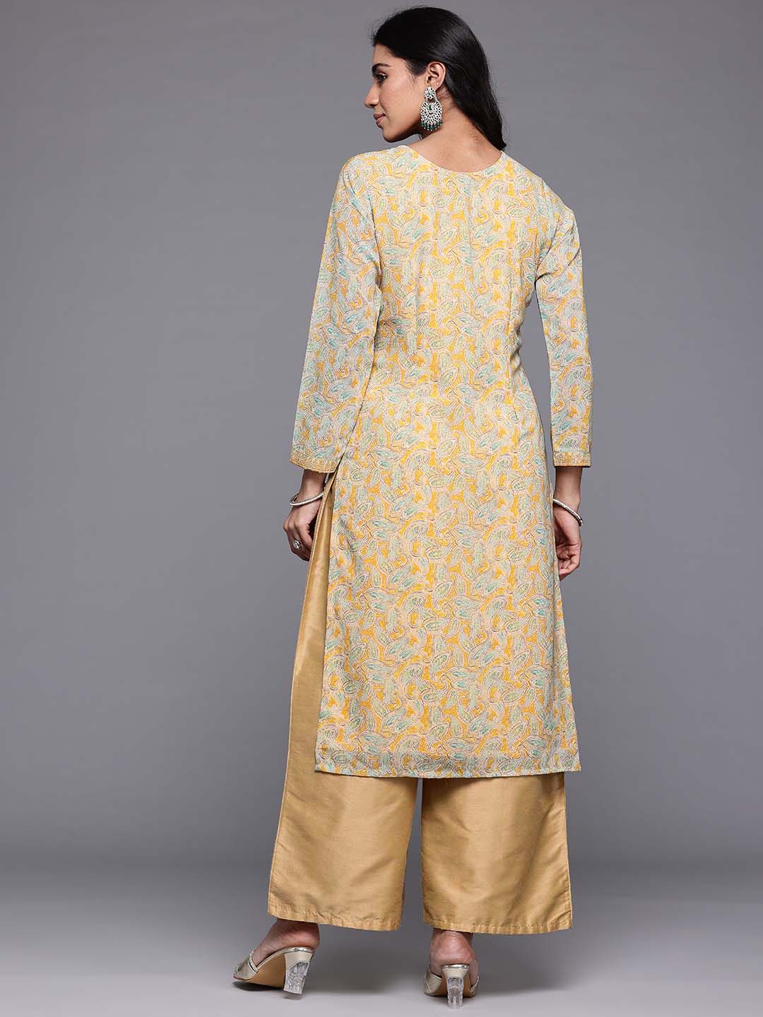 Ahalyaa Paisley Printed Thread Work Georgette Kurta