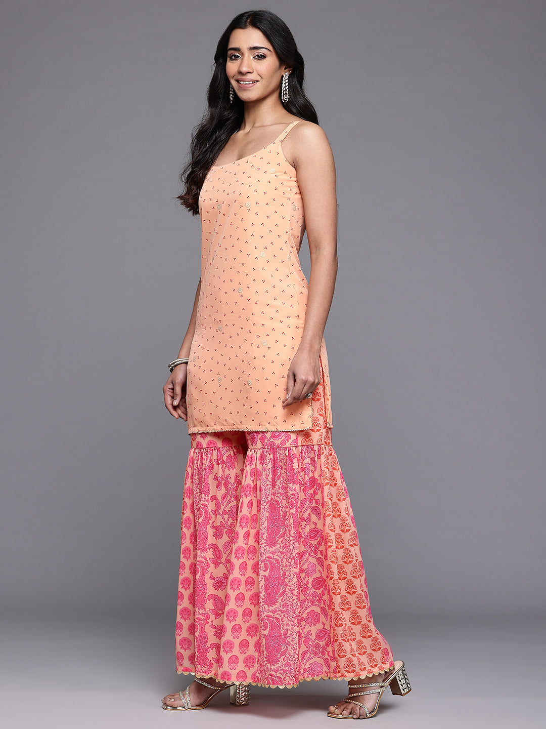 Ahalyaa Bandhani Printed Gotta Patti Kurti with Sharara & Dupatta