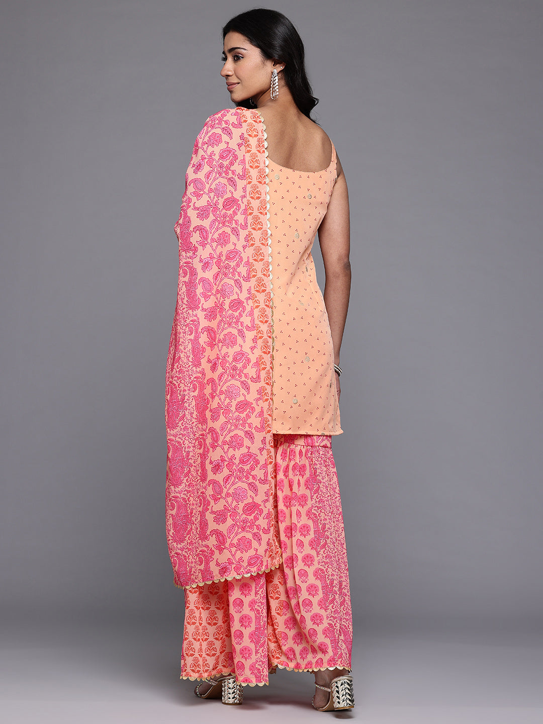 Ahalyaa Bandhani Printed Gotta Patti Kurti with Sharara & Dupatta
