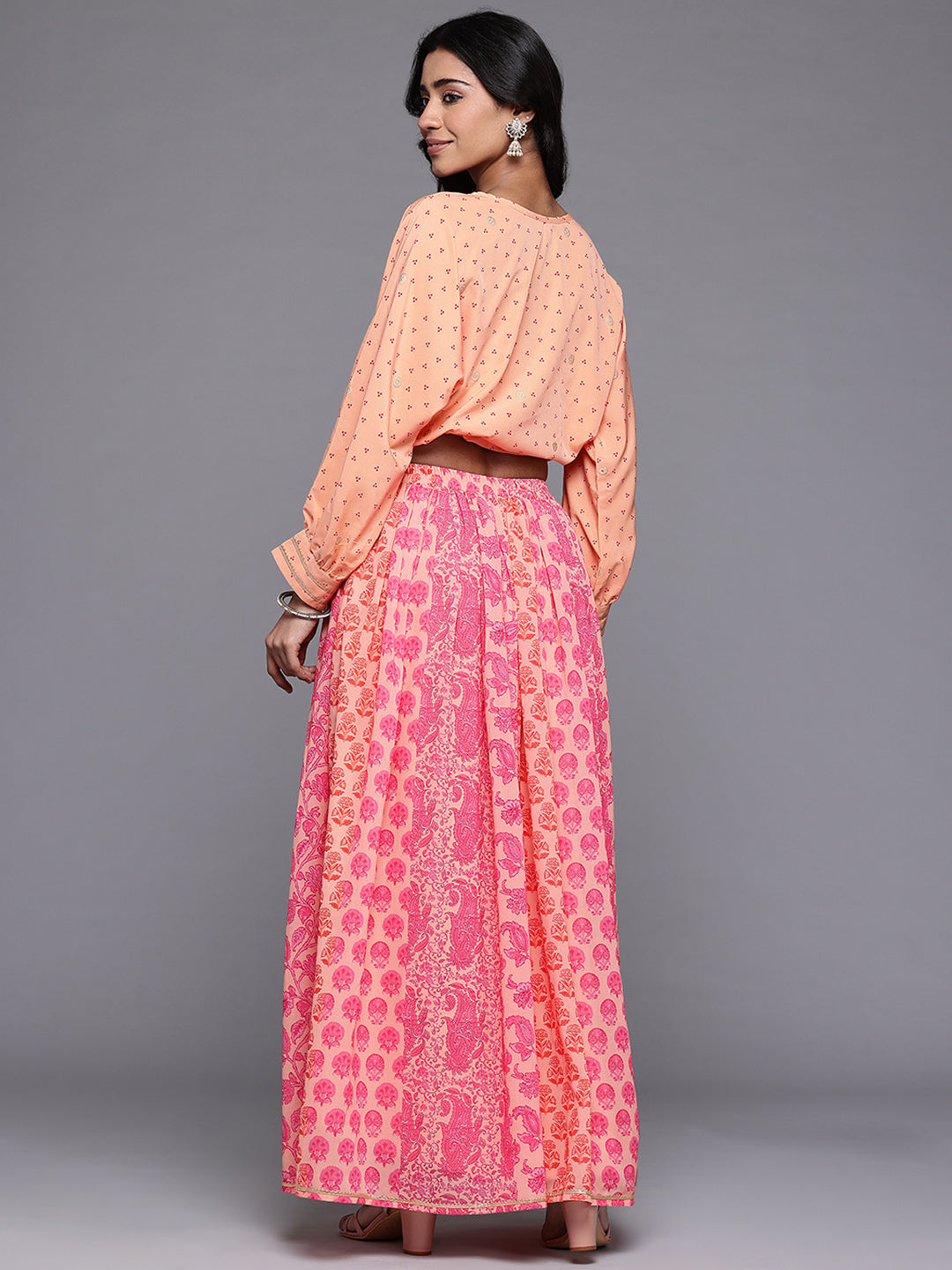 Ahalyaa Printed Top & Long Skirt Co Ord Set