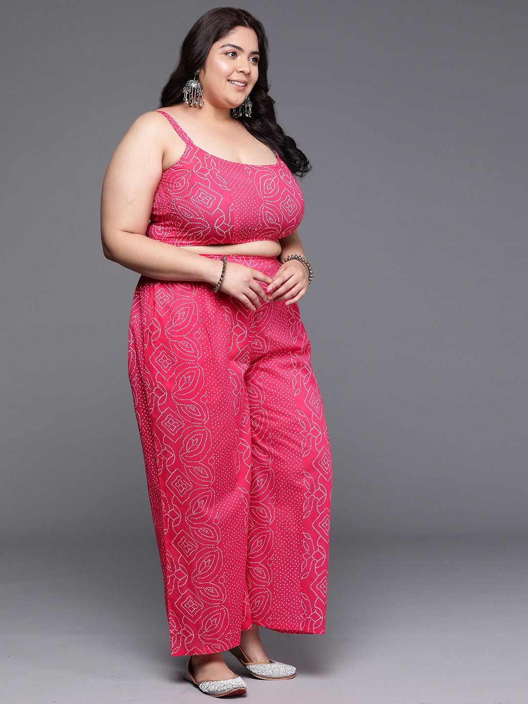 Women Plus Size Printed Ethnic Co-Ords Set