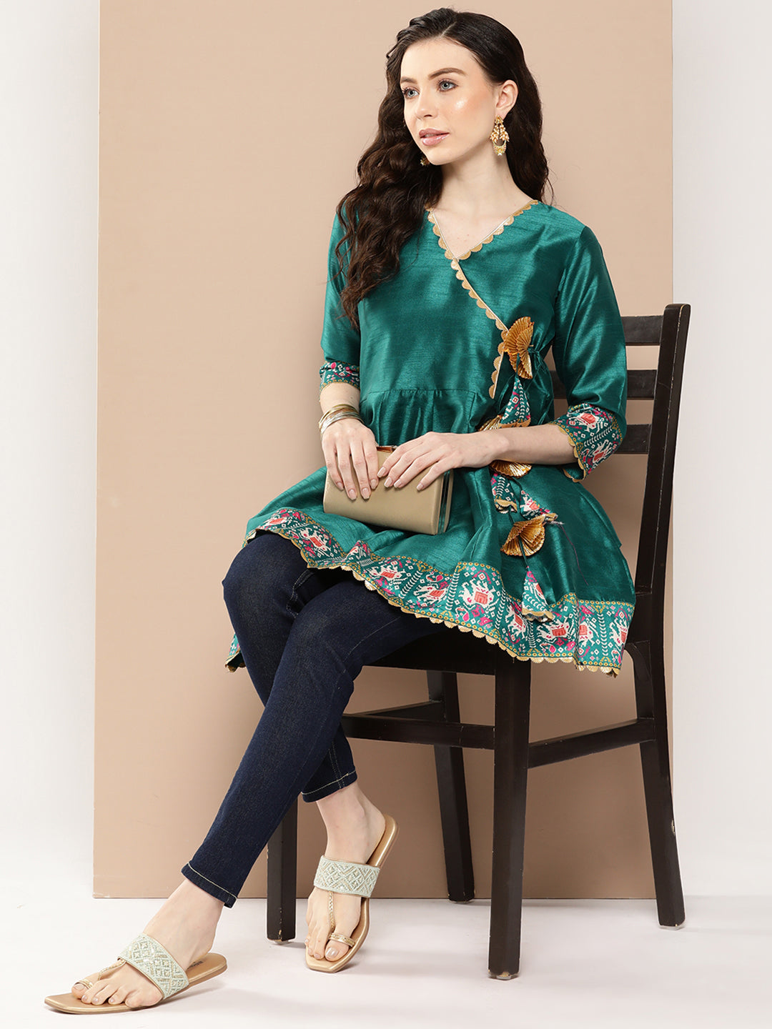 Teal Printed Ethnic Tunic