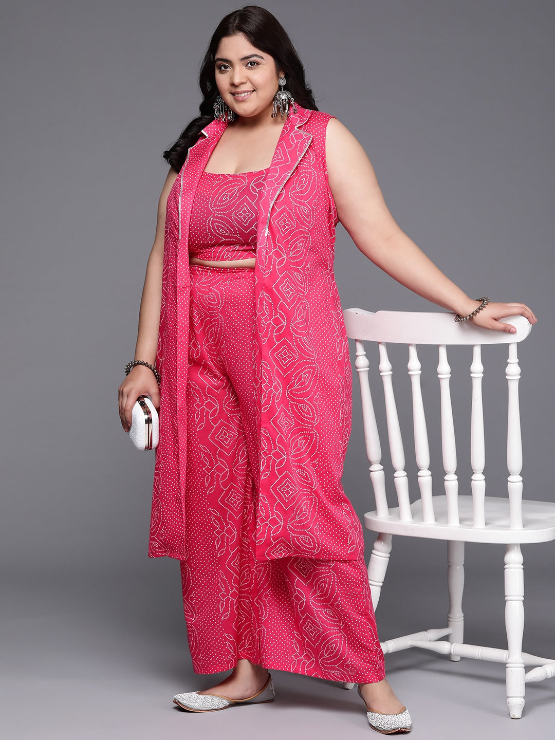 Women Plus Size Printed Ethnic Co-Ords Set