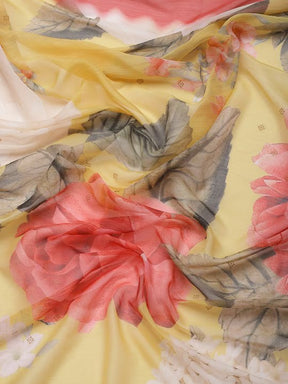 Multicolour Floral Print Poly Chiffon Fabric