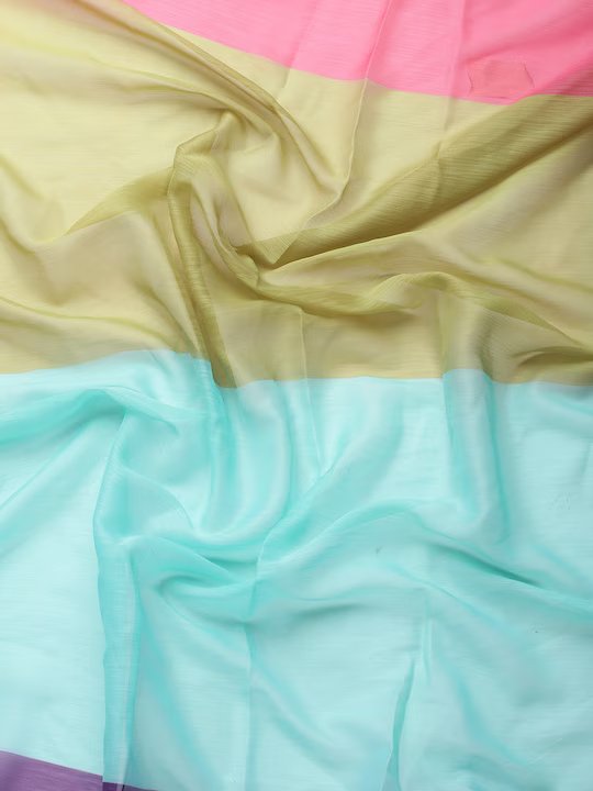 Colourblocked Poly Chiffon Fabric