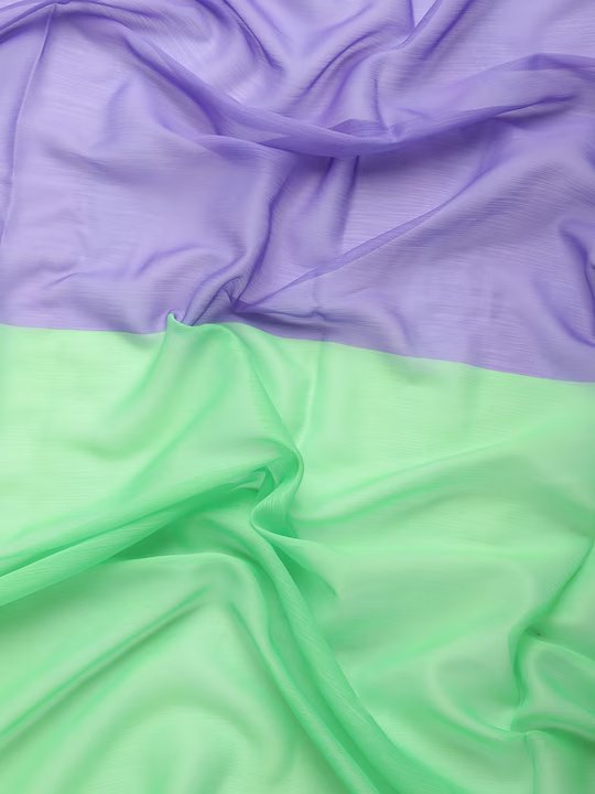 Colourblocked Poly Chiffon Fabric