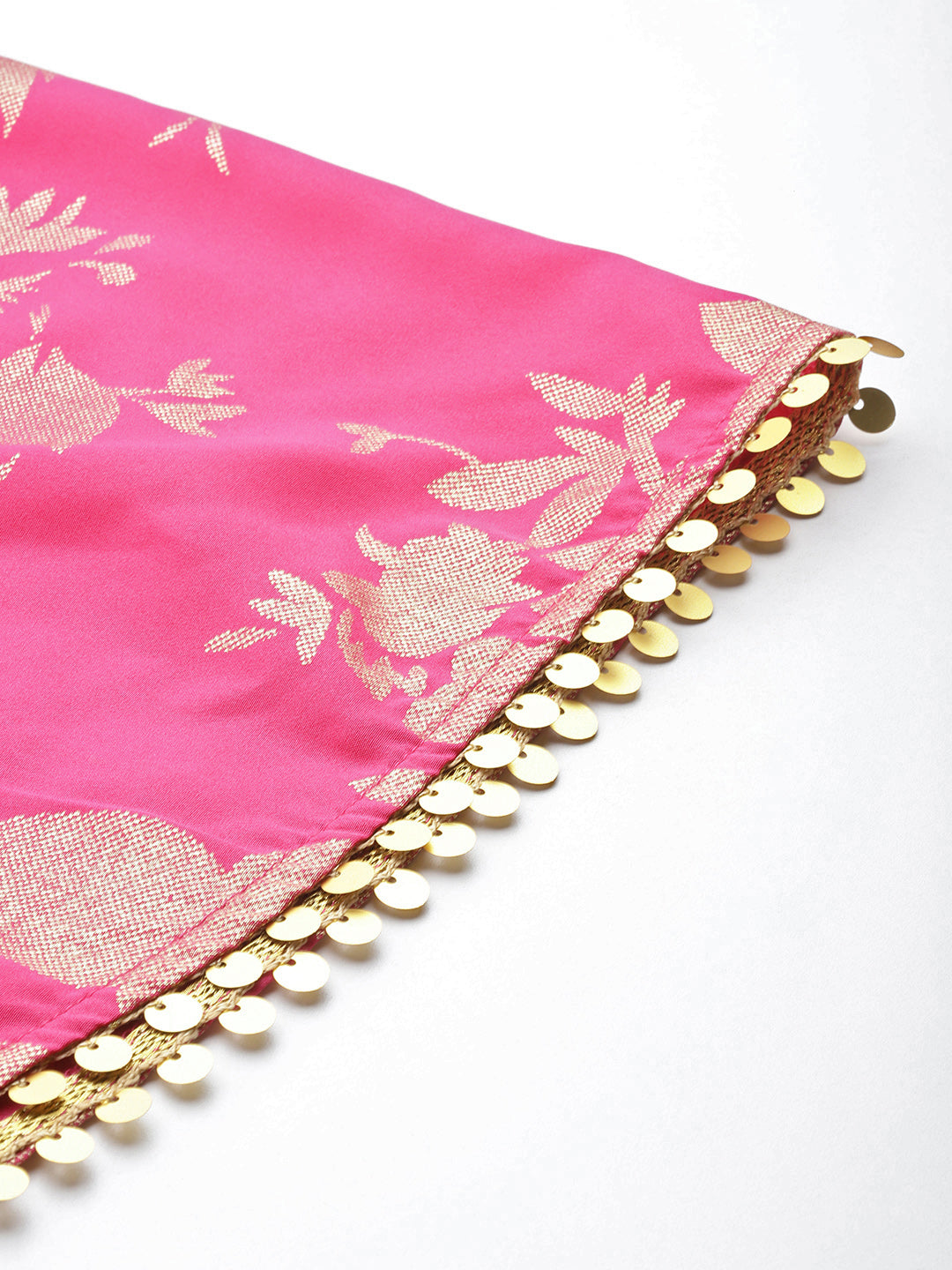 Pink Floral Printed Co-Ords Set with Sequins and Lace Detail