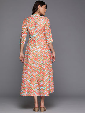 Women Chevron Printed A-line Midi Dress
