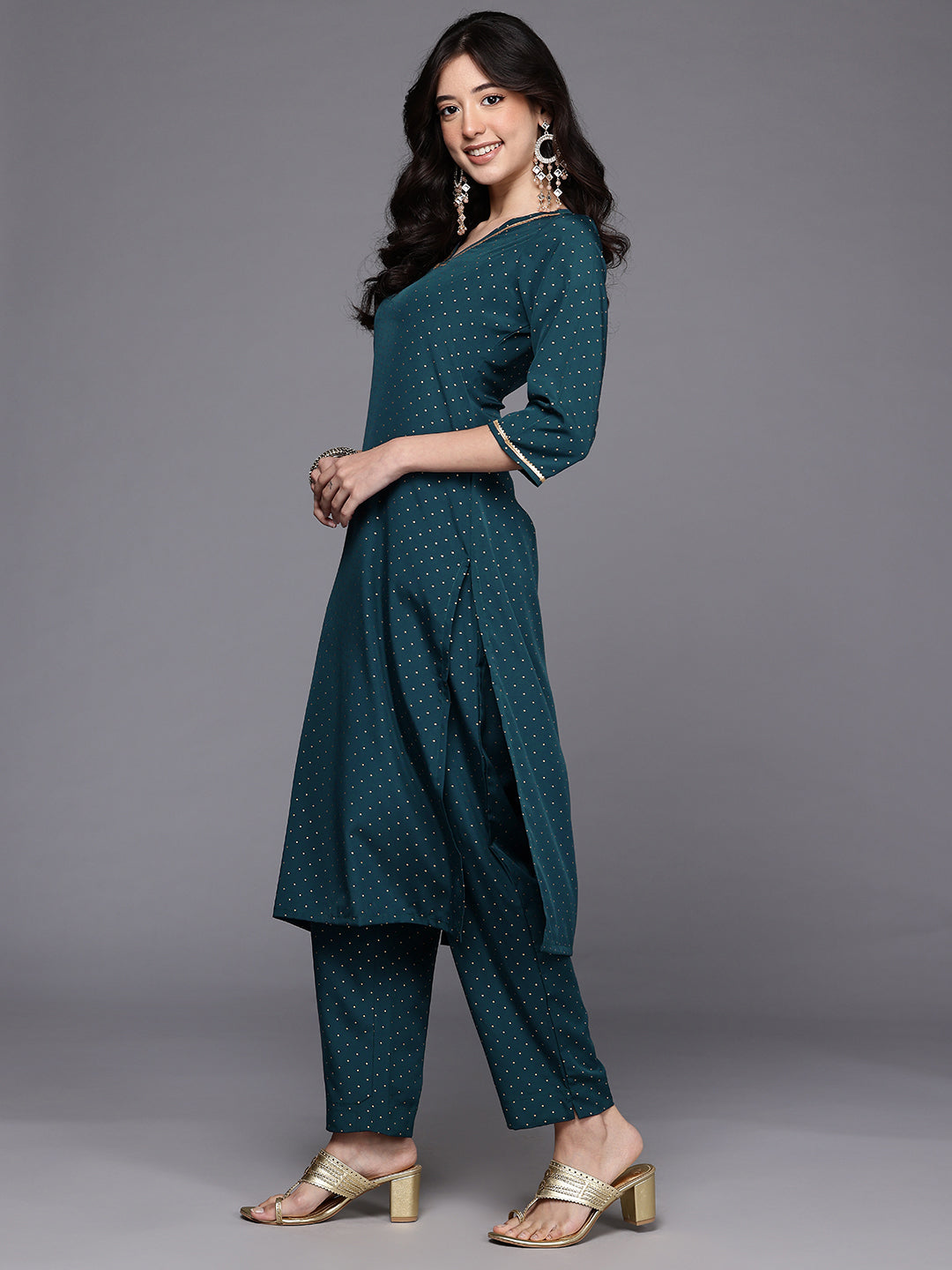 Solid Regular Gotta Patti Kurta with Palazzos
