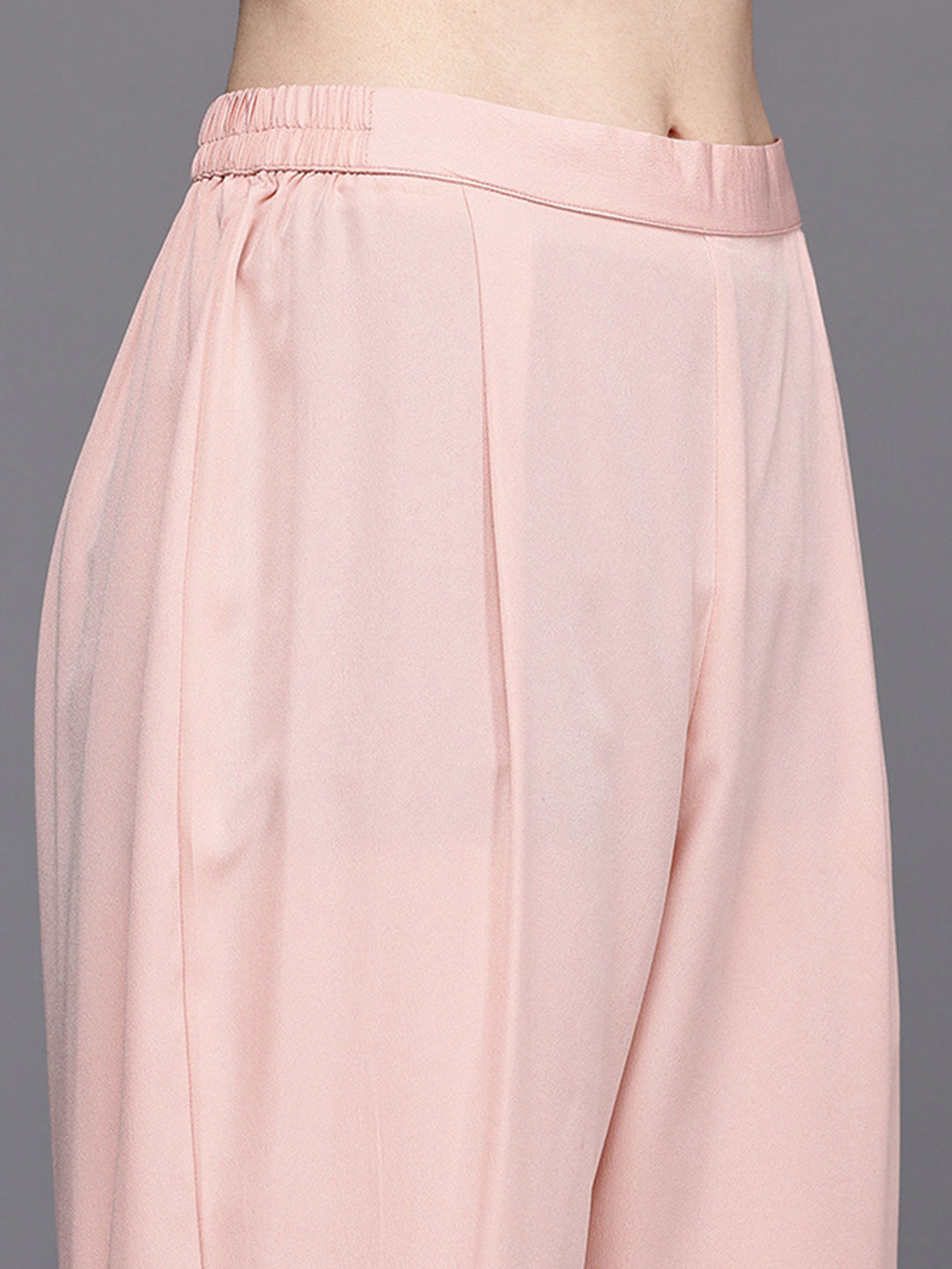 Floral Printed Pleated Thread Work Kurta With Trousers & Dupatta