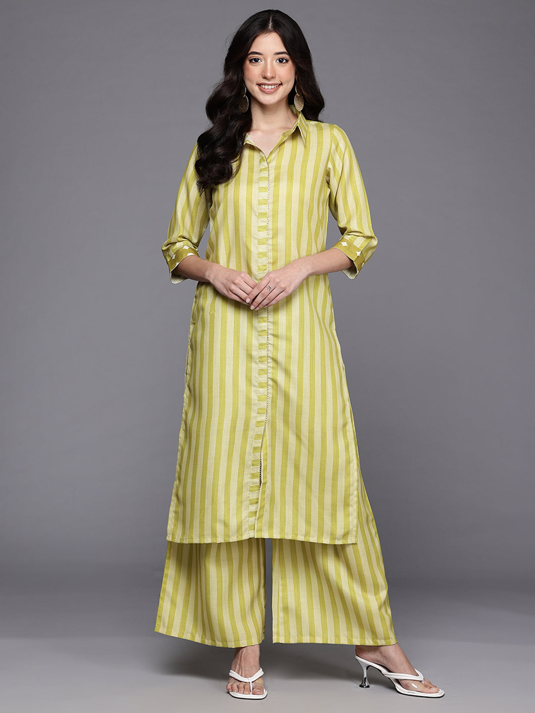 Striped Regular Gotta Patti Kurta with Palazzos