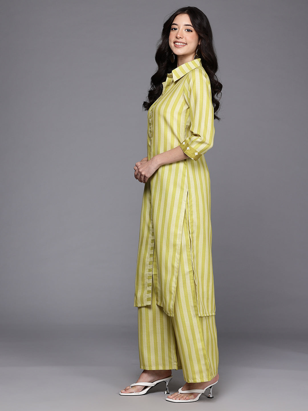 Striped Regular Gotta Patti Kurta with Palazzos