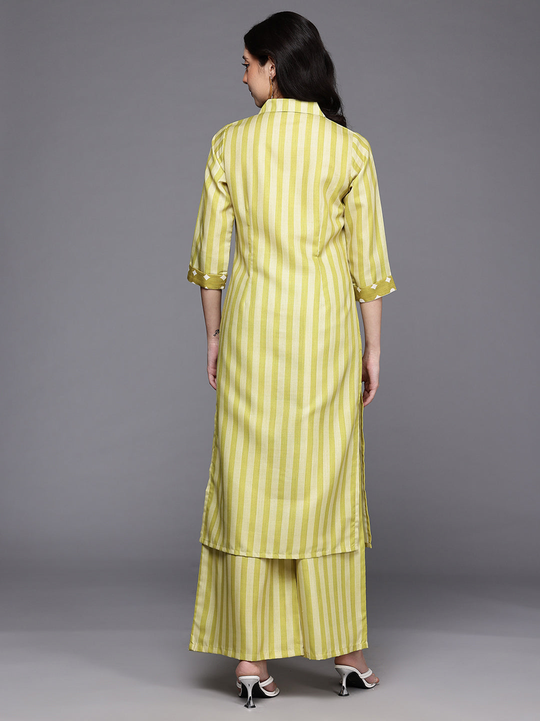 Striped Regular Gotta Patti Kurta with Palazzos
