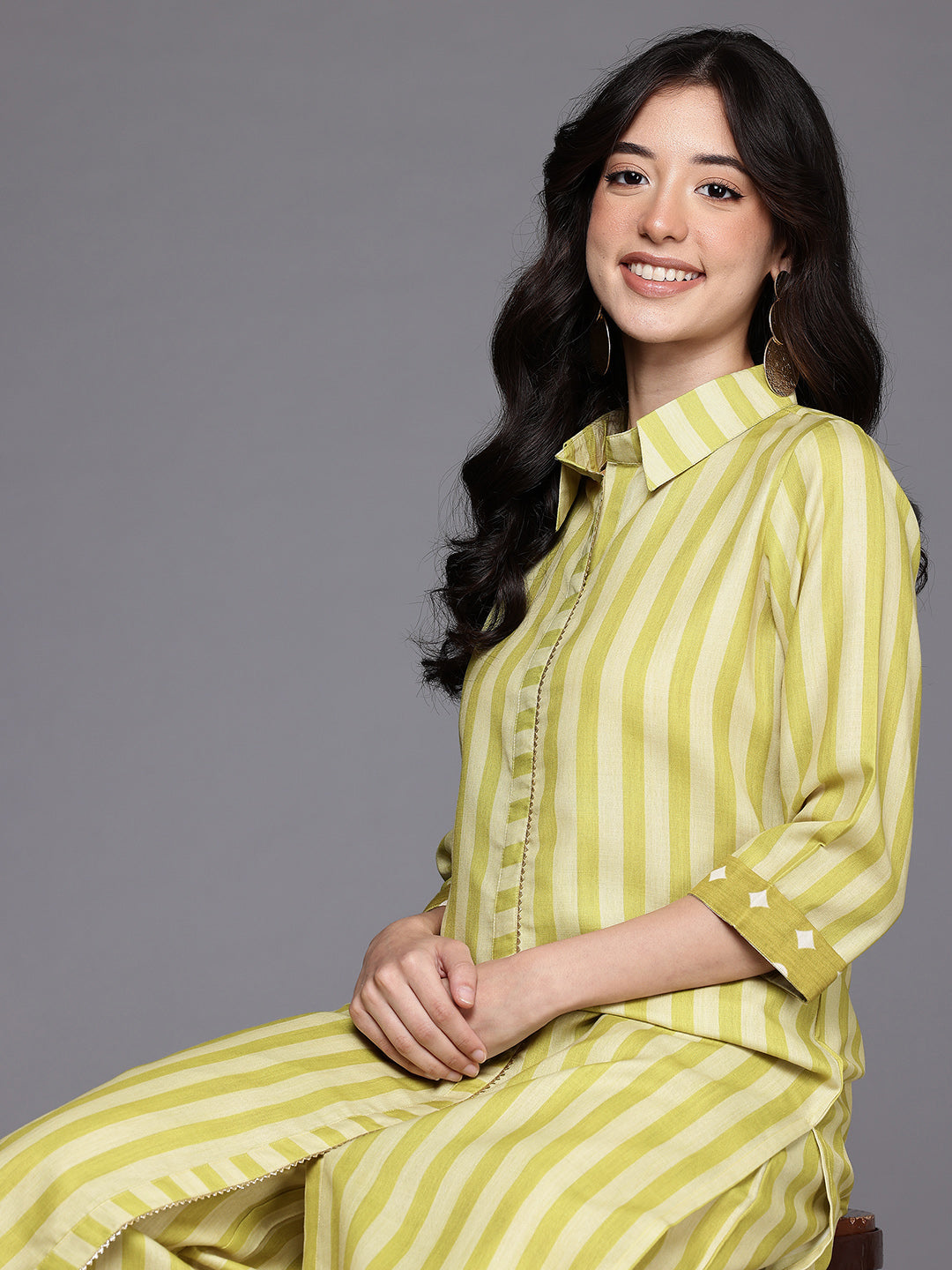 Striped Regular Gotta Patti Kurta with Palazzos