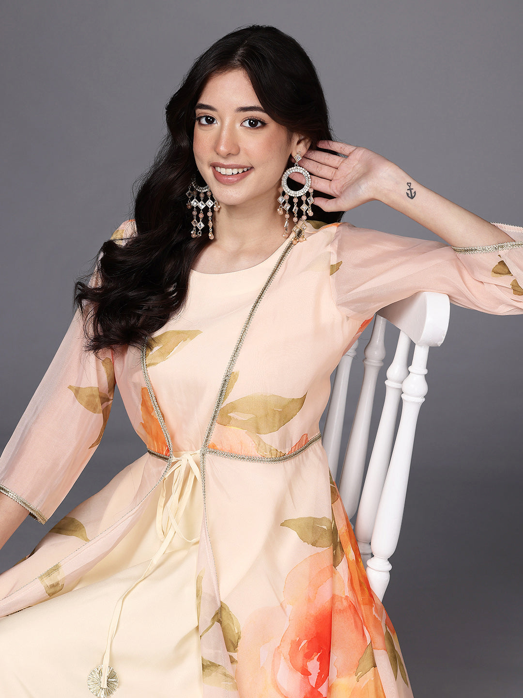 Floral Printed Empire Kurta with Palazzos