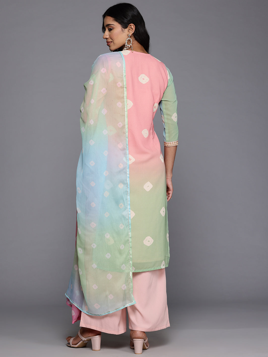 Bandhani Printed Regular Gotta Patti Kurta with Palazzos & Dupatta
