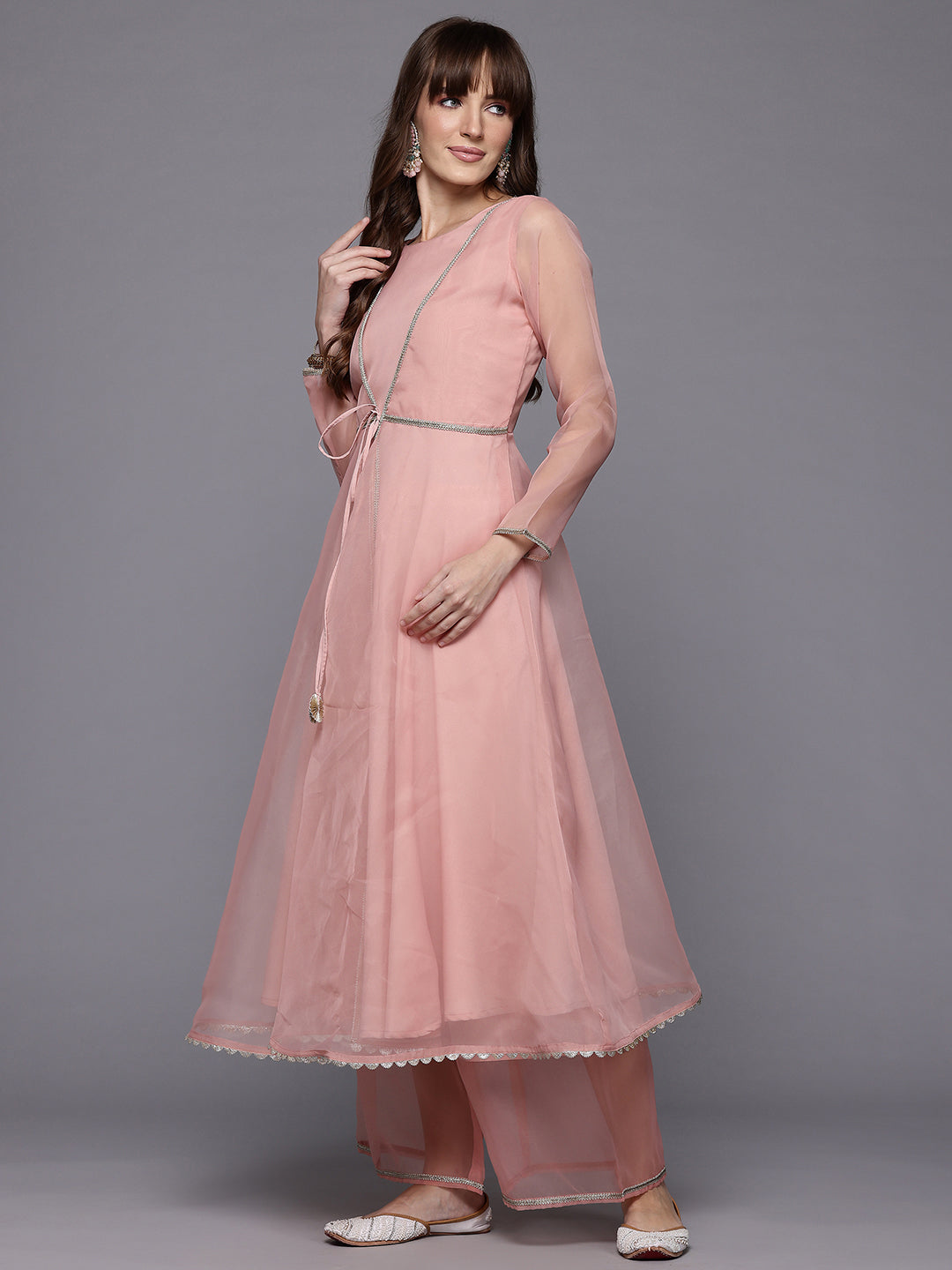 Printed Empire Gotta Patti Kurta With Palazzos & Dupatta