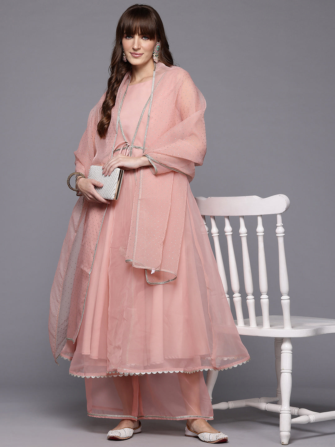 Printed Empire Gotta Patti Kurta With Palazzos & Dupatta