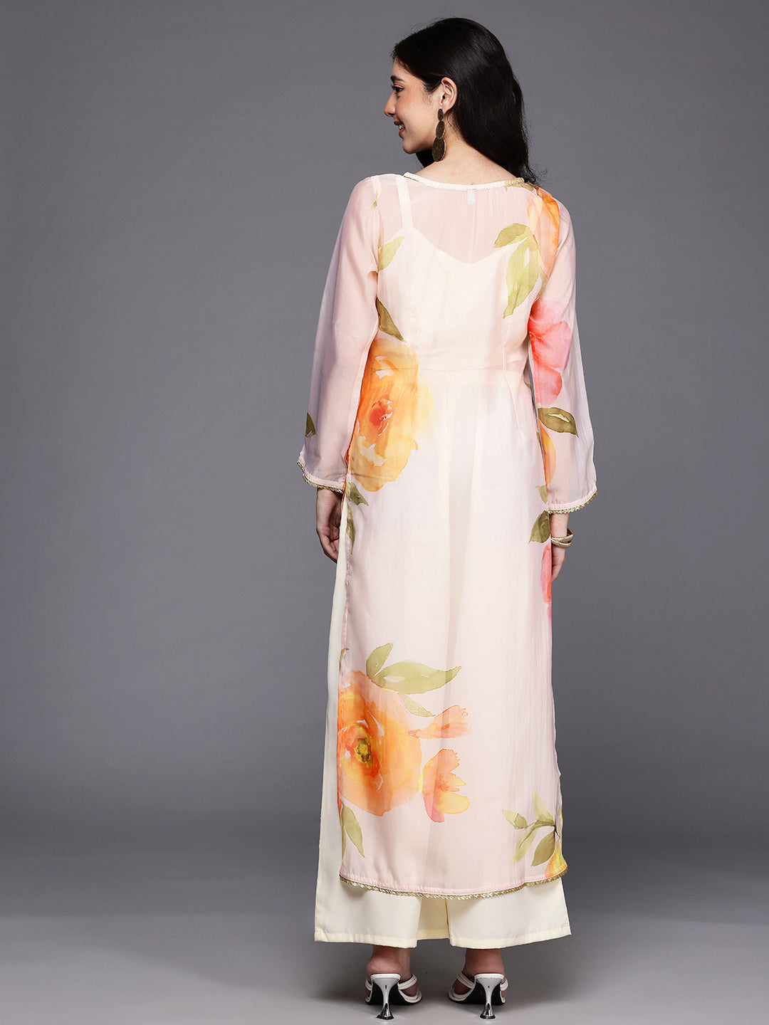 Floral Printed Regular Sequinned Kurta with Palazzos