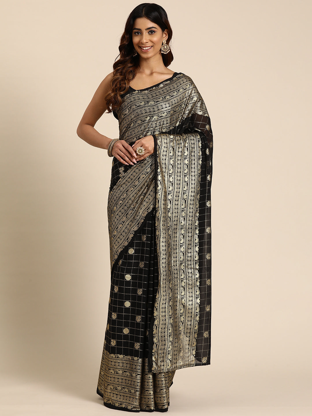 Ethnic Motifs Poly Chiffon Kanjeevaram Saree