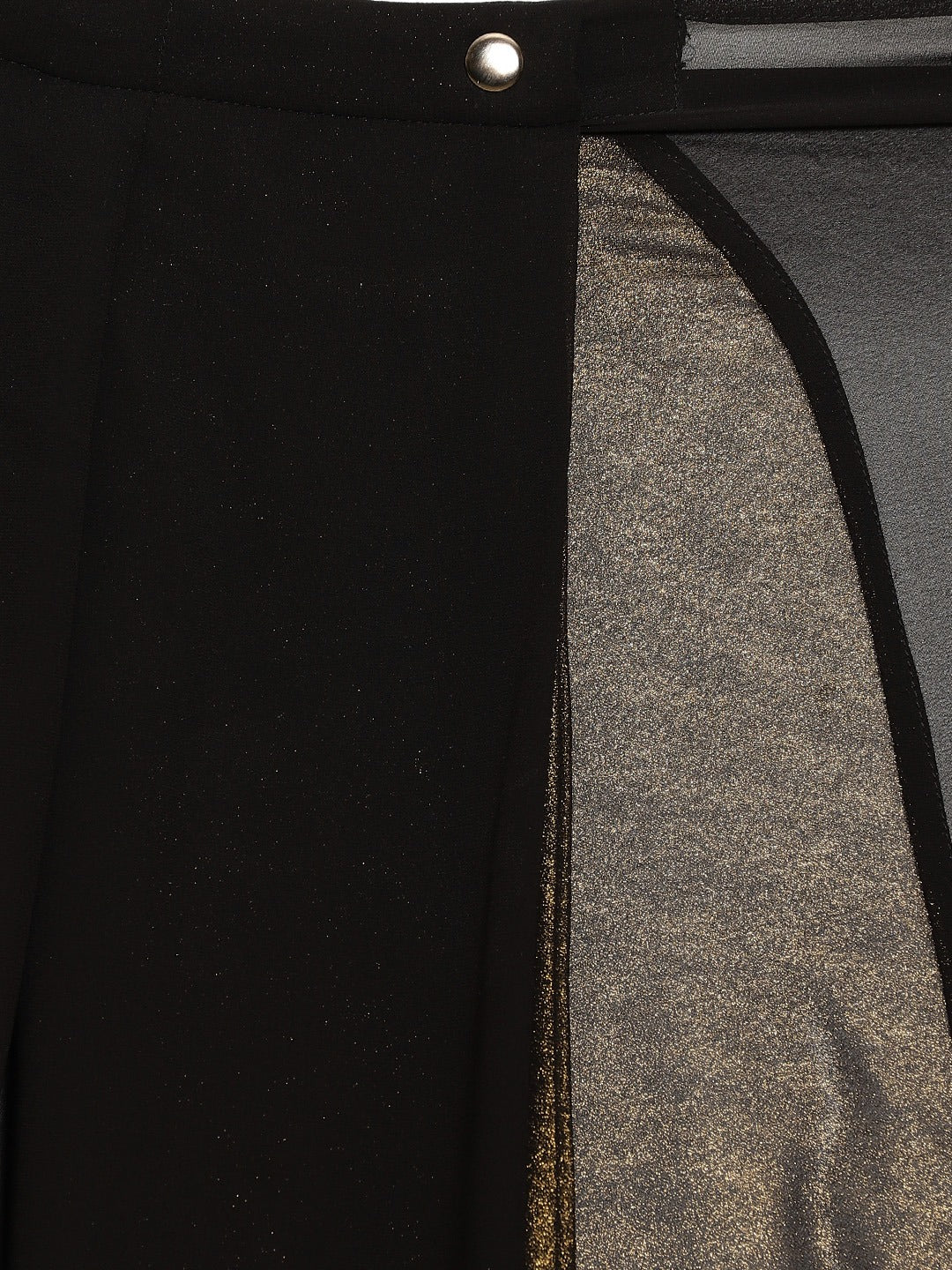 Ahalyaa Black & Golden Colourblocked Ready to Wear Saree (Without Blouse)