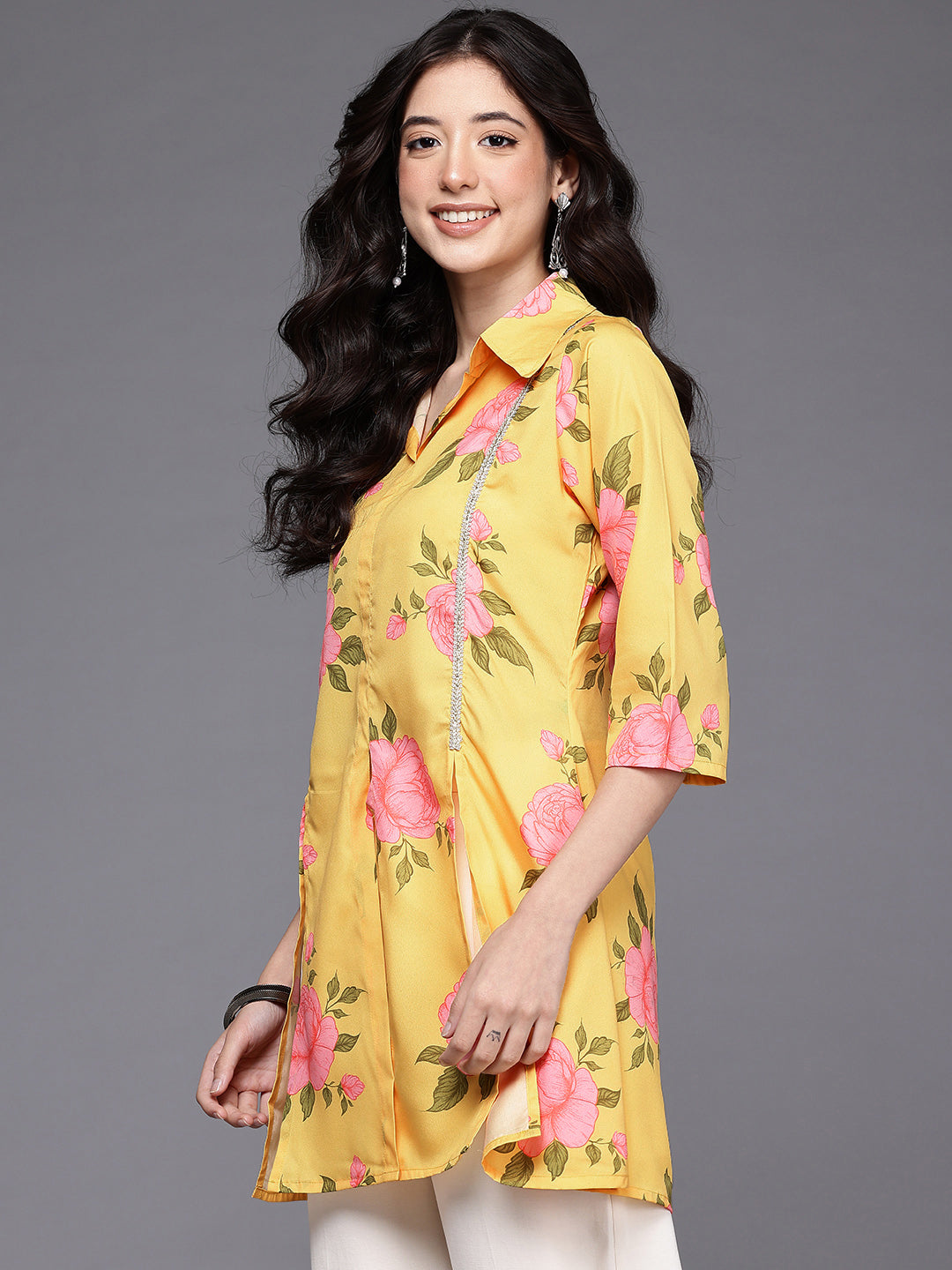 Shirt Collar Printed Tunic