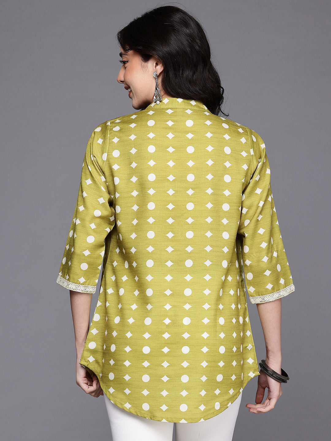 Mandarin Collar Printed Tunic