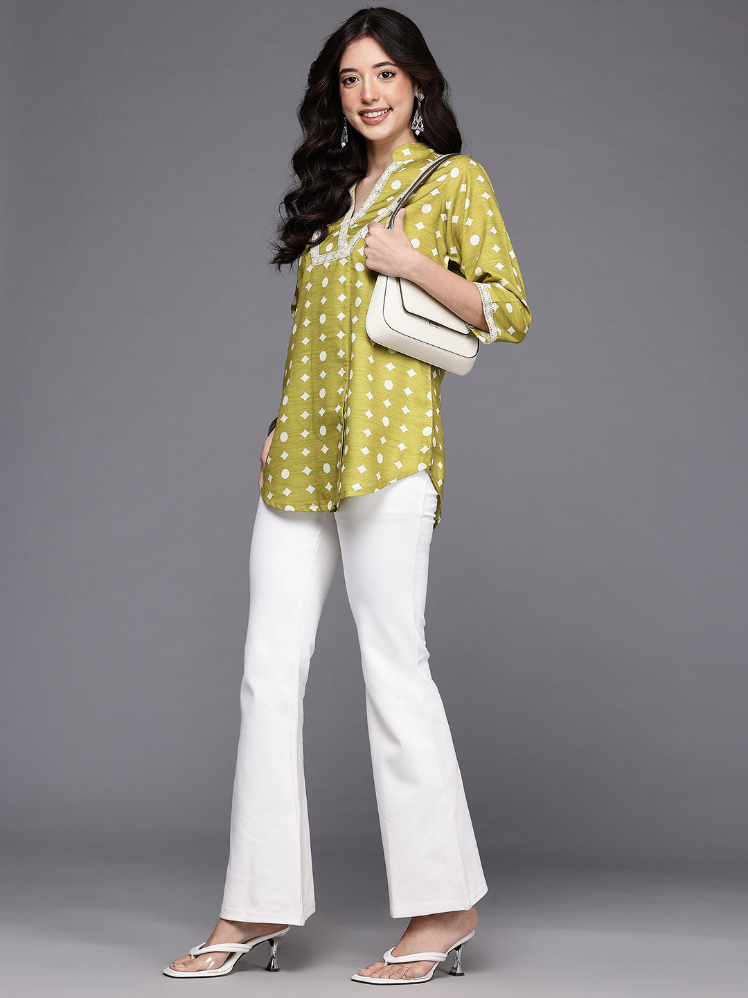 Mandarin Collar Printed Tunic