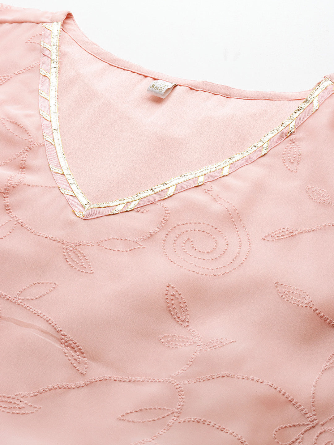 Plus Size Floral Embroidered V-Neck Gotta Patti Regular Kurta