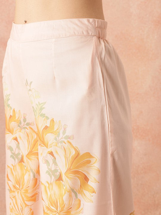 Printed Shoulder Strap Neck Top With Palazzo & Shrug