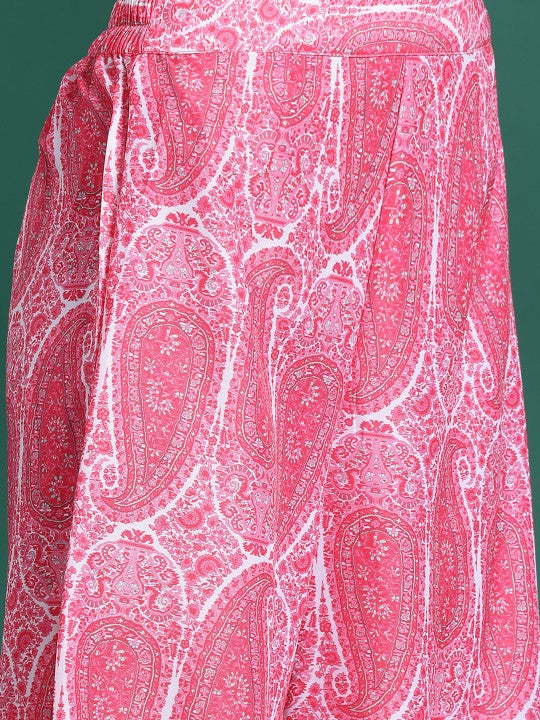 Printed Shoulder Strap Neck Top With Palazzo & Shrug