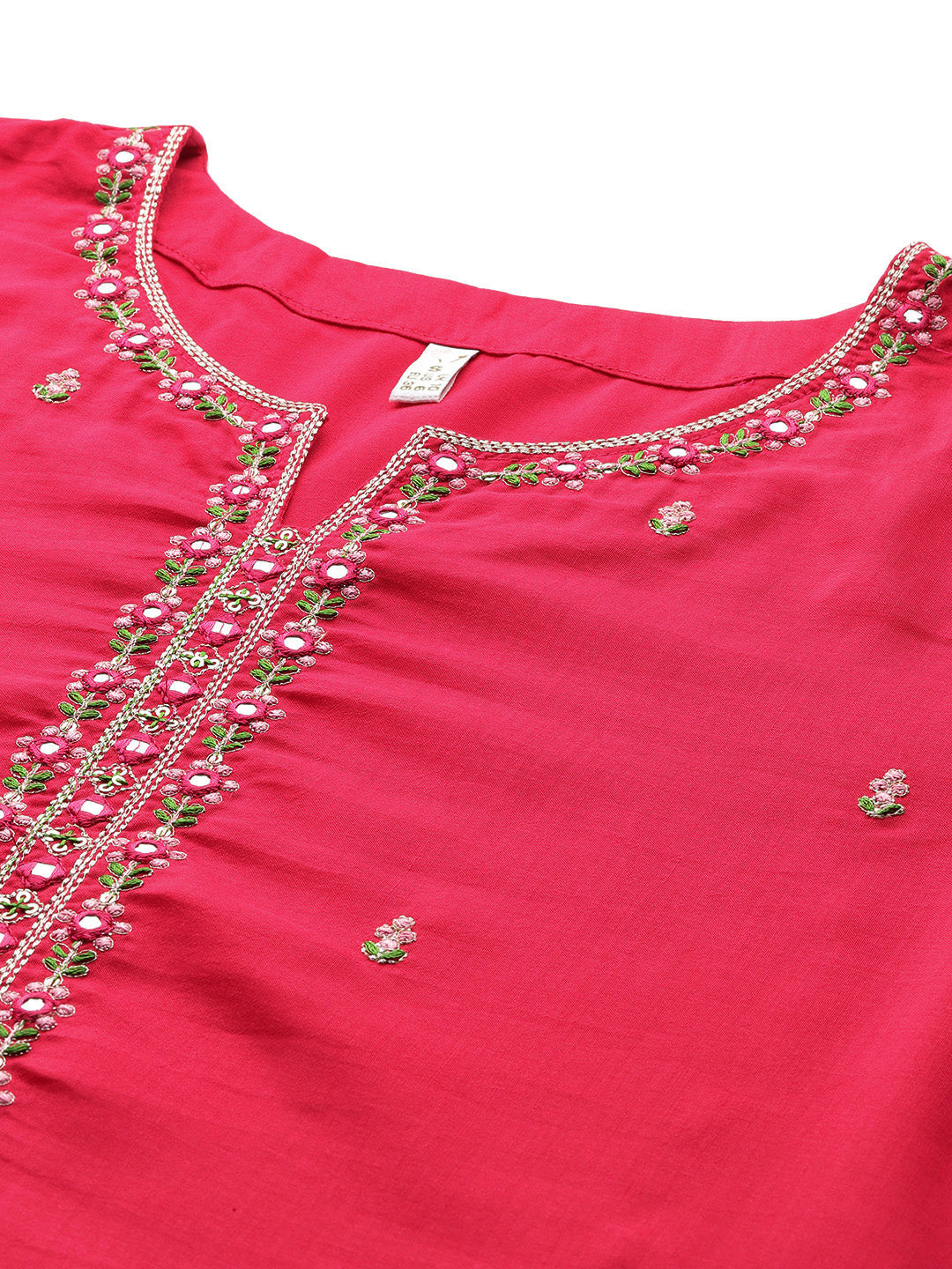 Ethnic Motifs Embroidered Mirror Work Kurta With Trousers & Dupatta