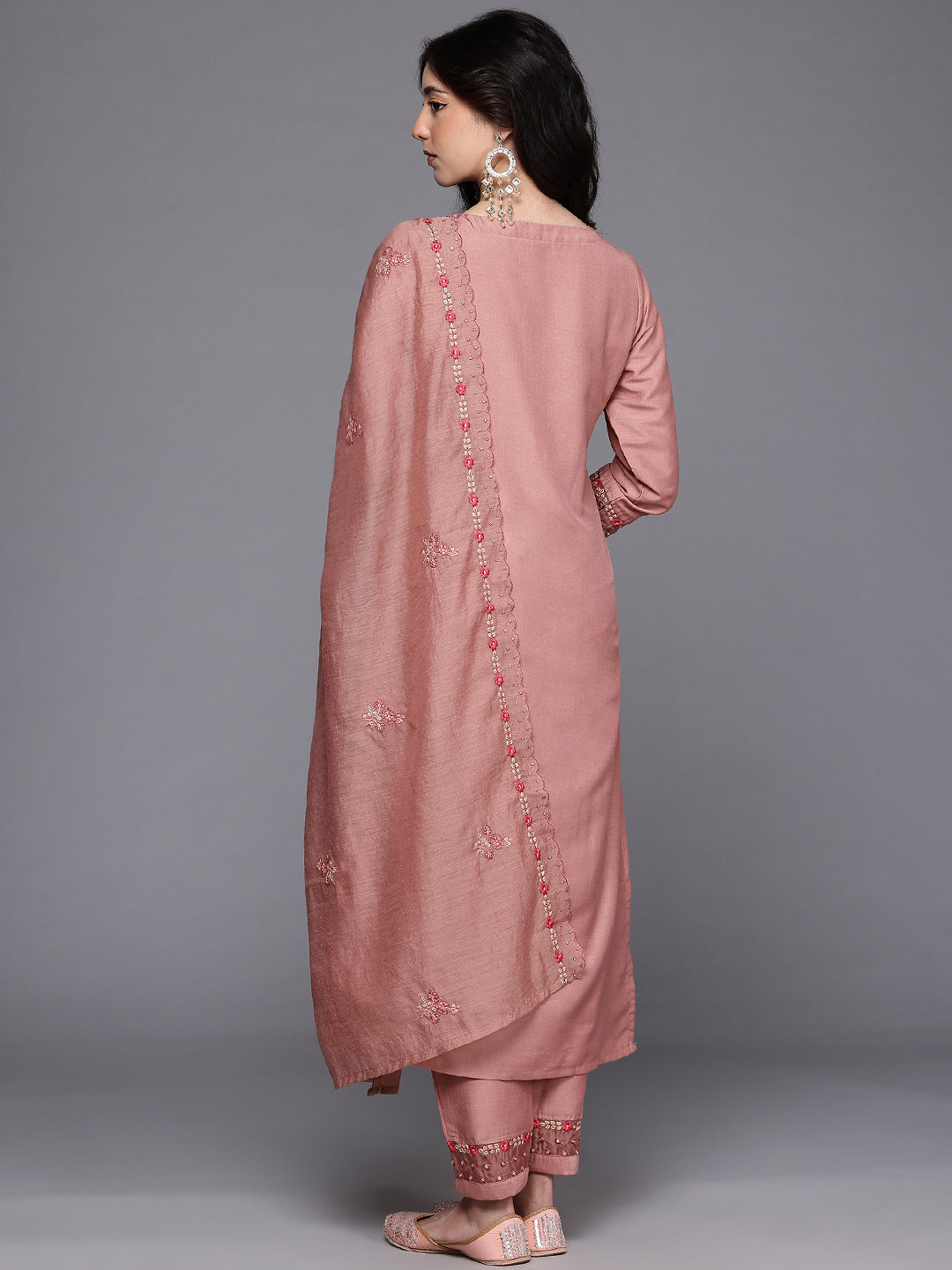 Ethnic Motifs Embroidered Thread Work Kurta With Trousers & Dupatta