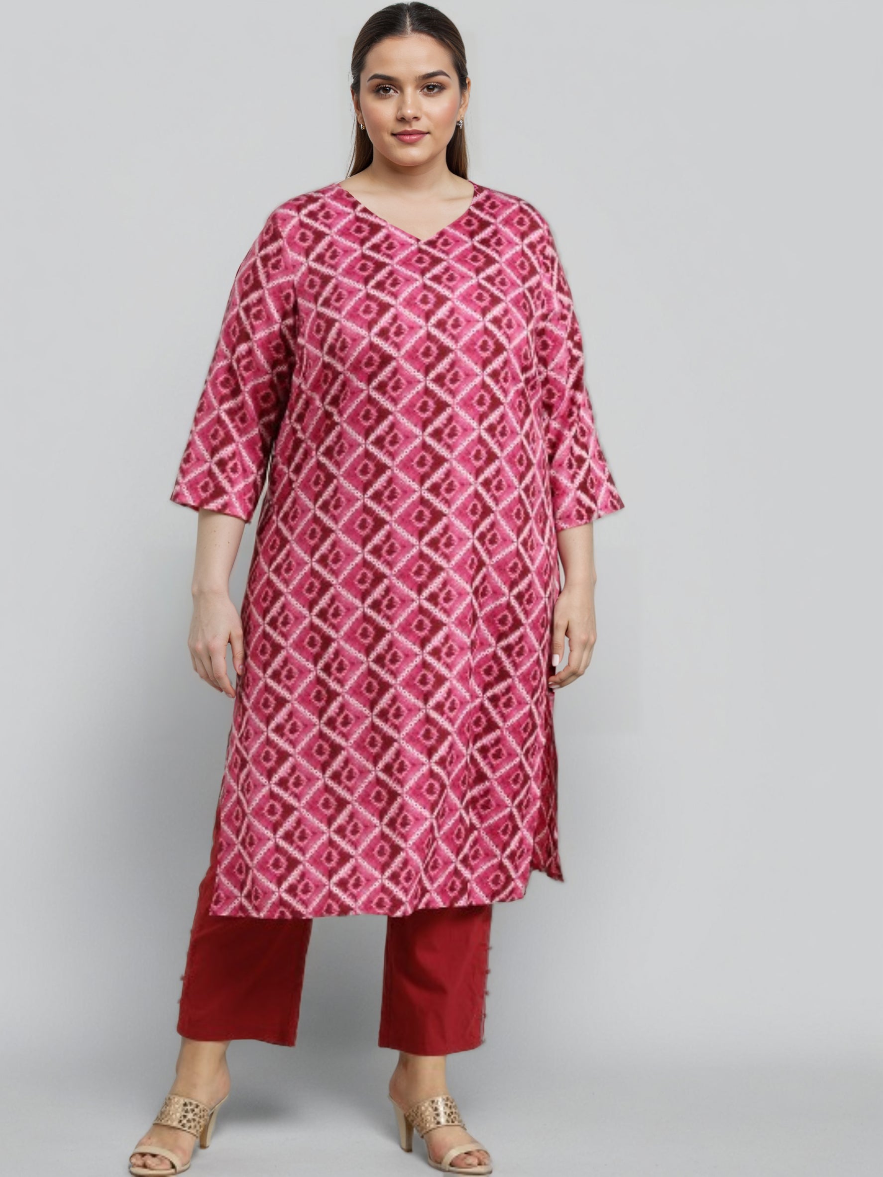 Floral Printed Sweetheart Neck Straight Kurta