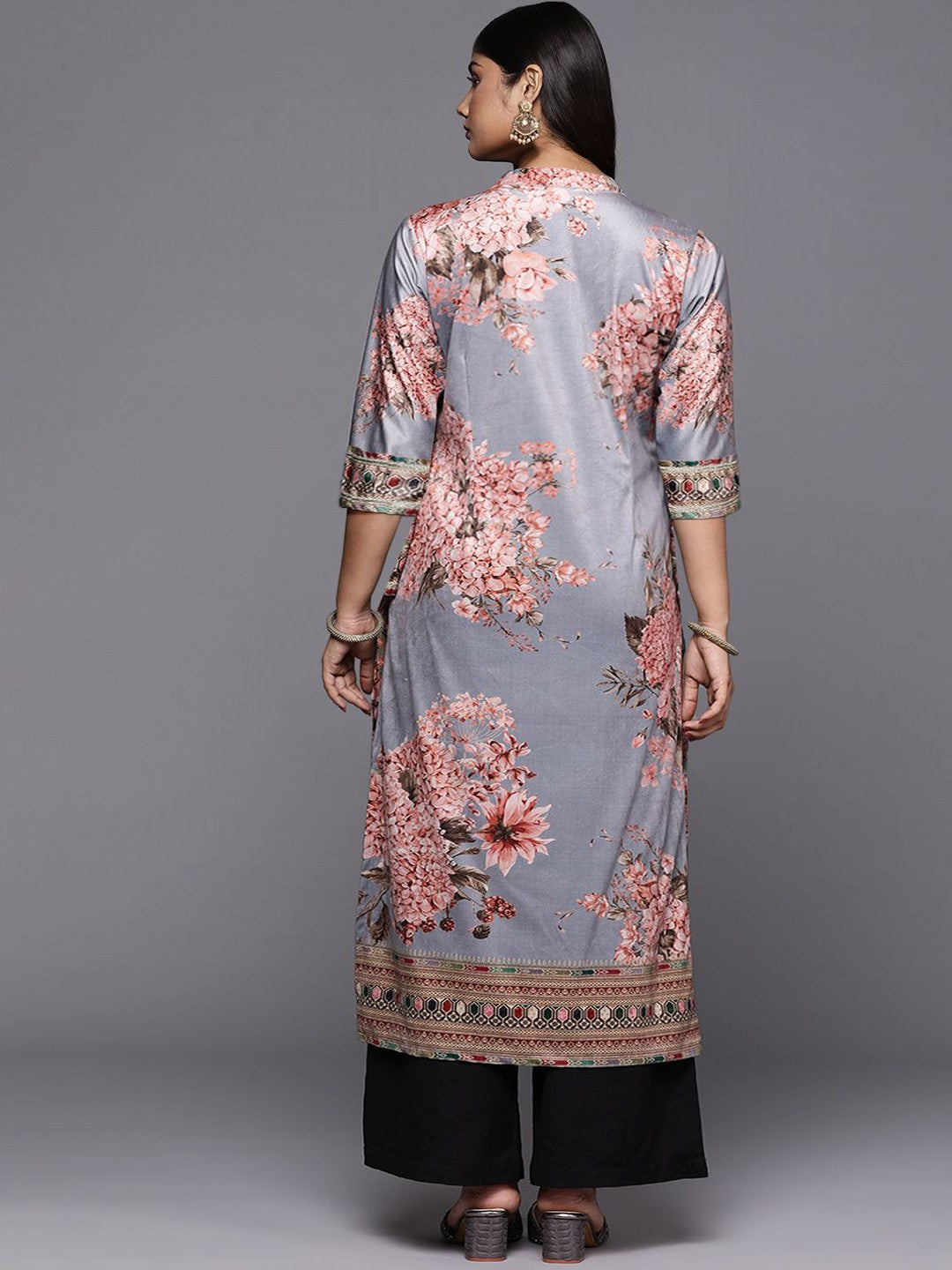 Kareena Style Floral Printed Gotta Patti Velvet Kurta for Women - Bollywood Inspired
