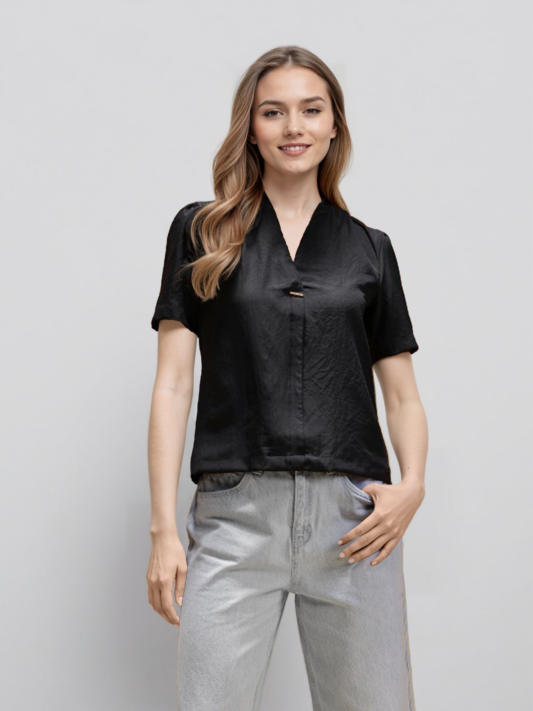 Women Puff Sleeves Shirt Style Top