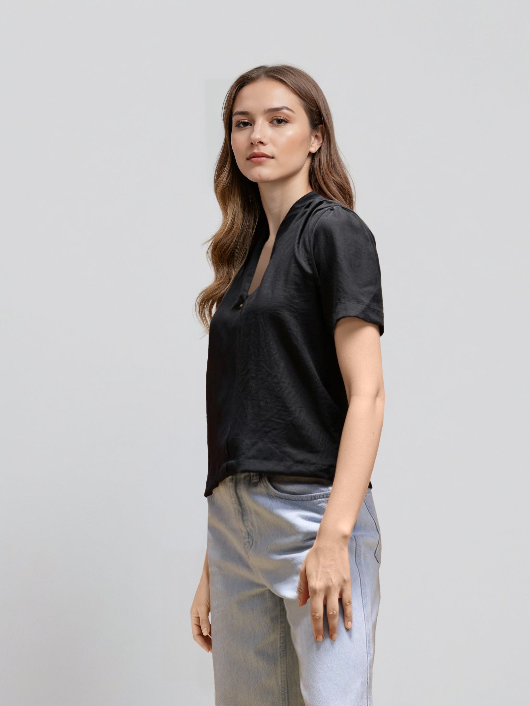 Women Puff Sleeves Shirt Style Top