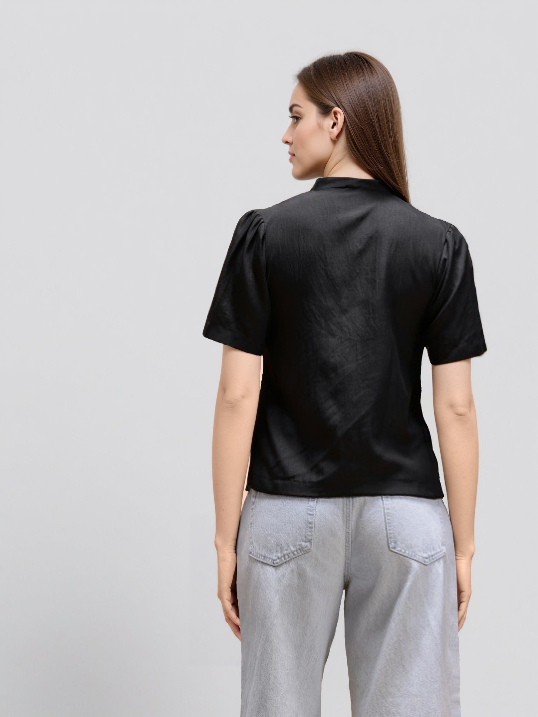Women Puff Sleeves Shirt Style Top