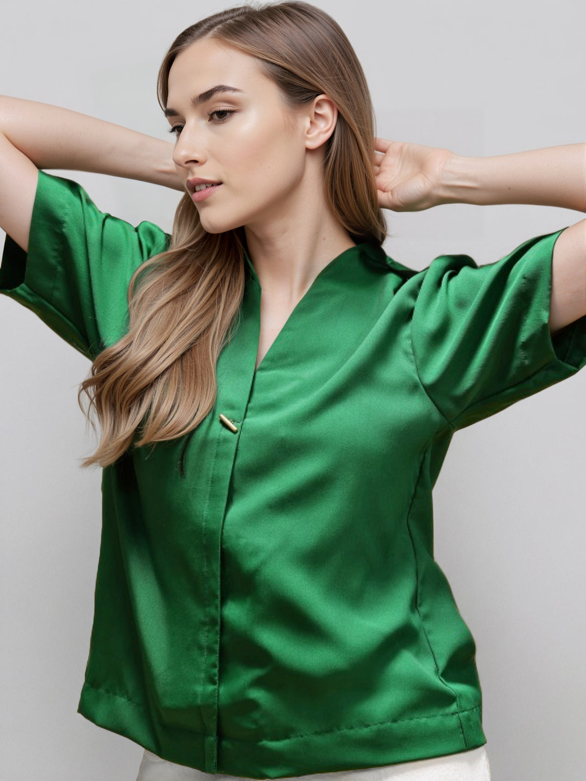 Women V-Neck Shirt Style Top