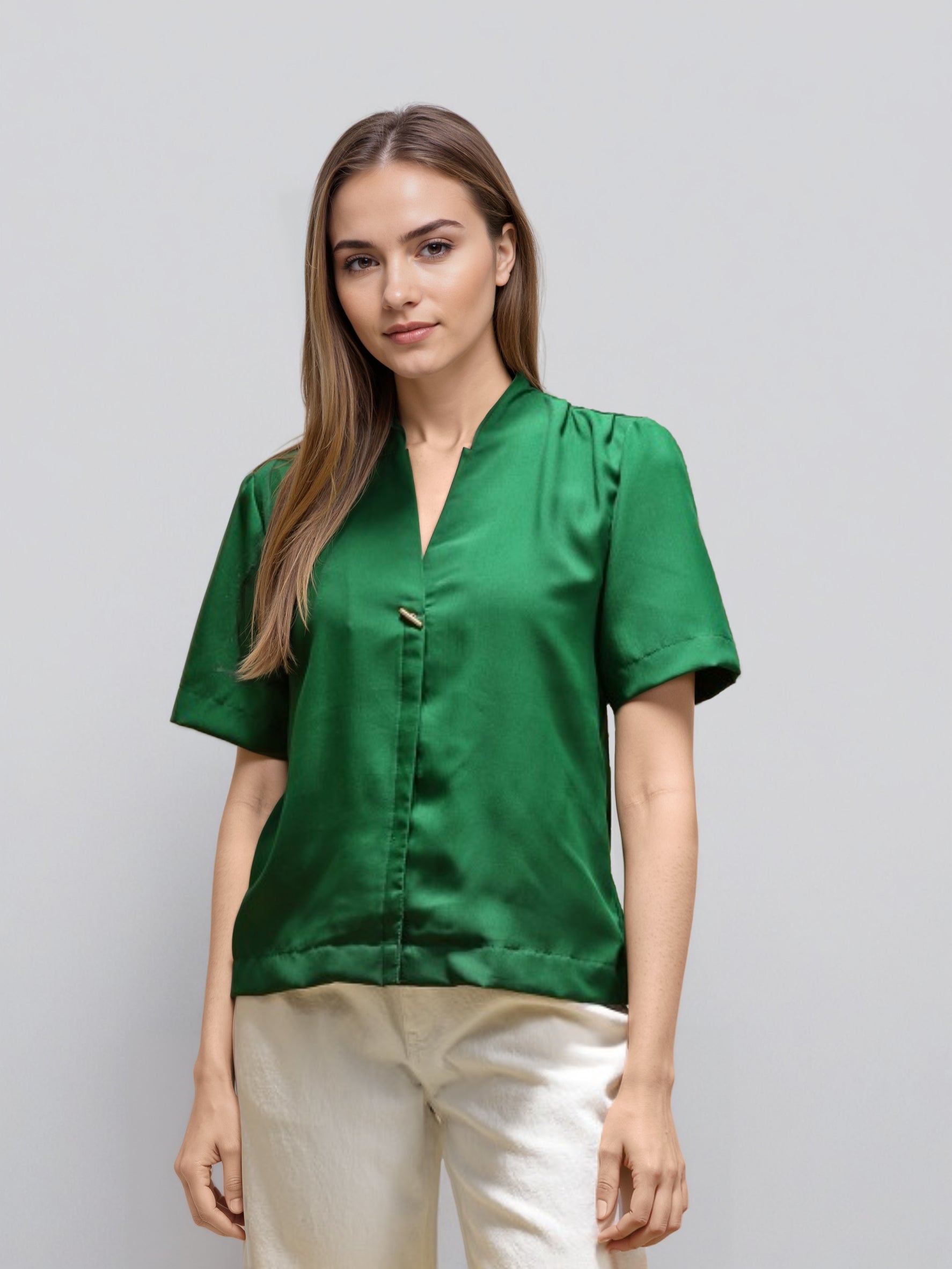 Women V-Neck Shirt Style Top