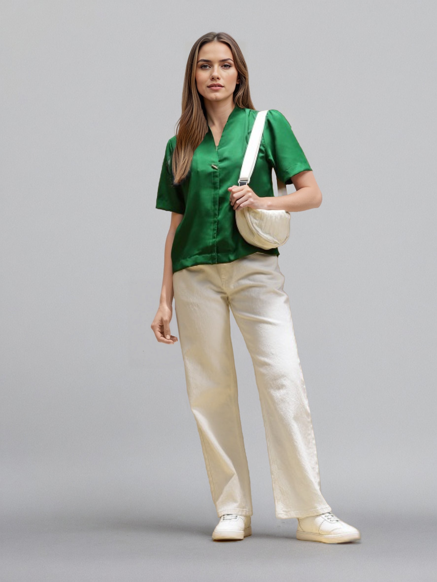 Women V-Neck Shirt Style Top