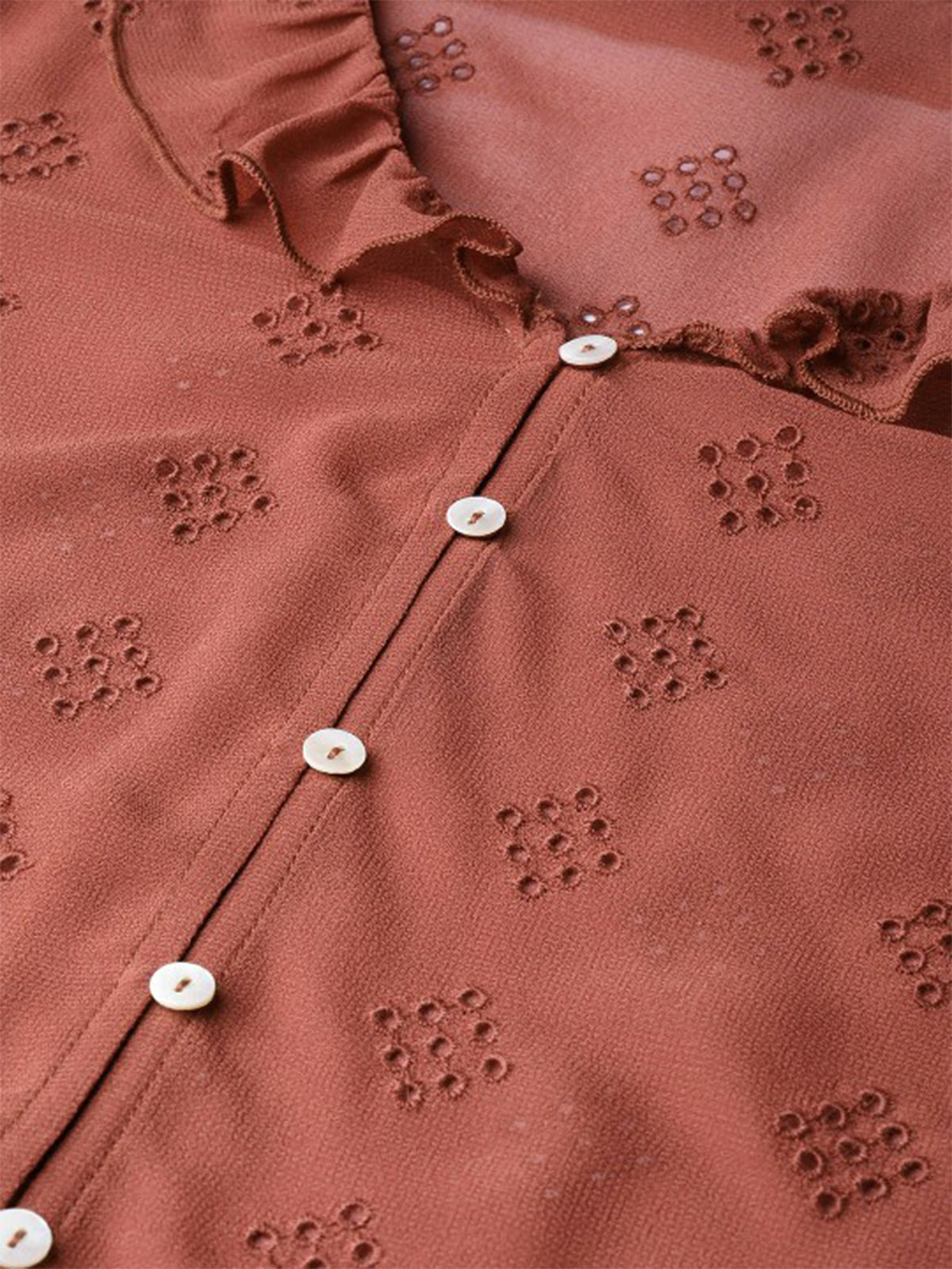 Women Geometric Self Design Shirt Collar Shirt Style Top