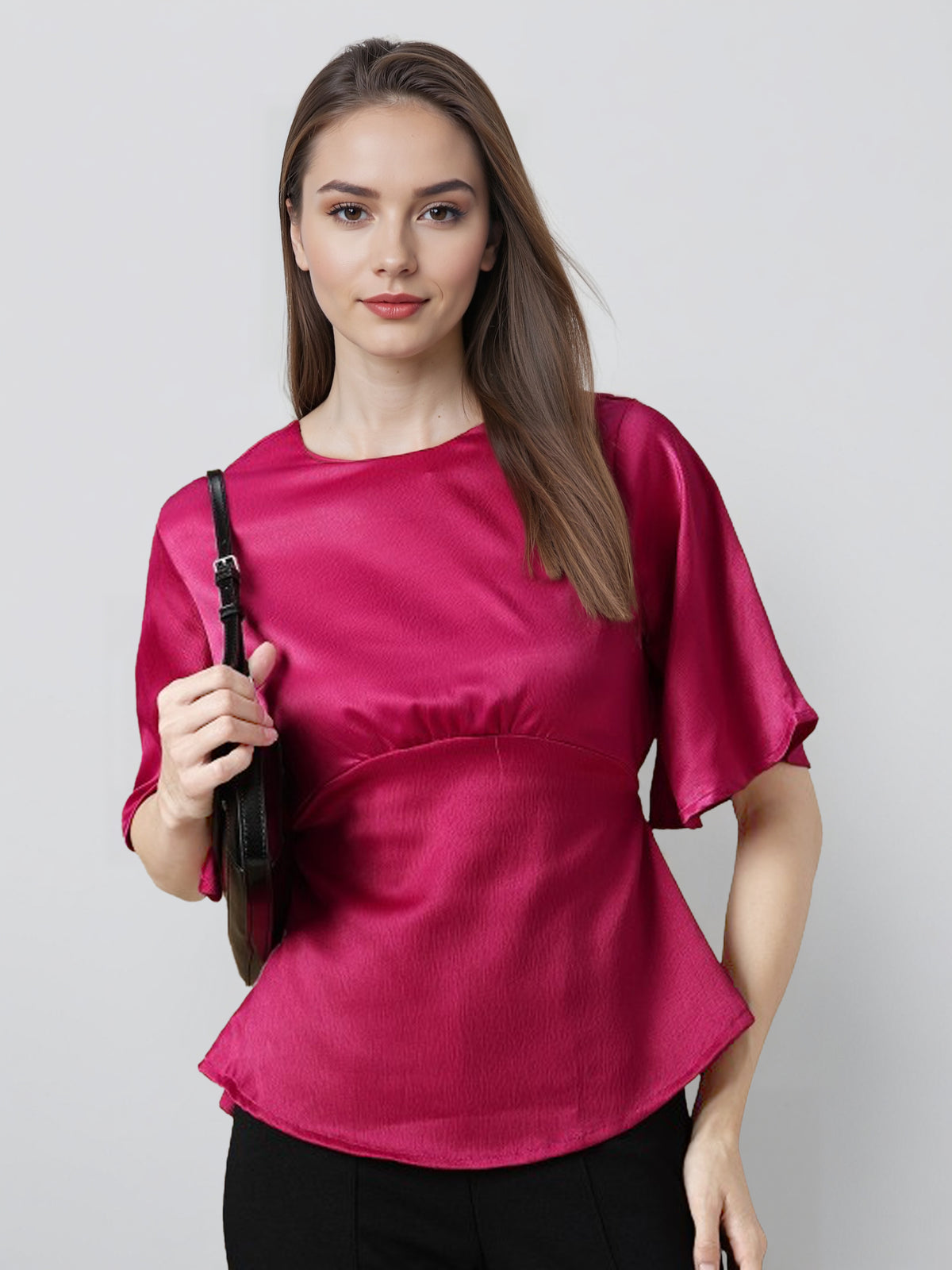 Flared Sleeves Sheen Fusion Empire Top