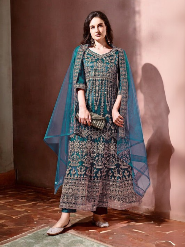 Embroidered Semi-Stitched Dress Material Embroidered Semi-Stitched Dress Material