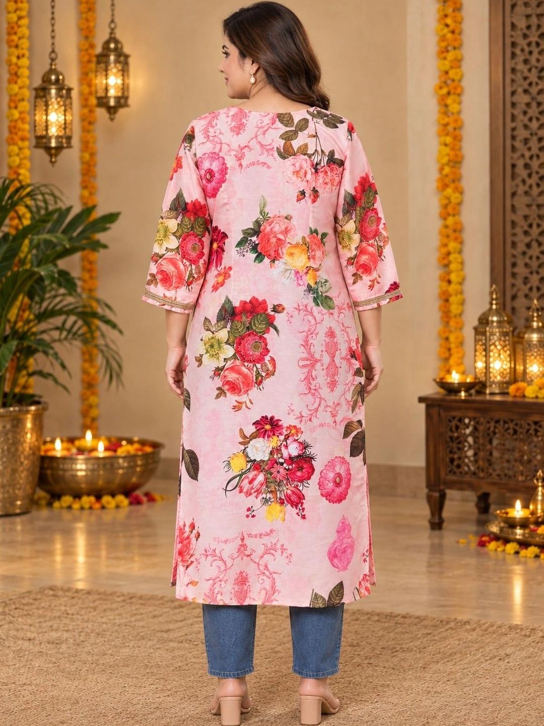 A PLUS BY AHALYAA Pink Floral Printed Kurta